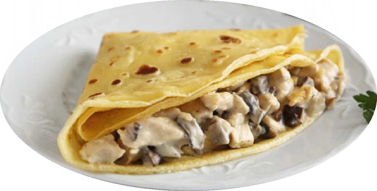Crepe de pollo y champiñones