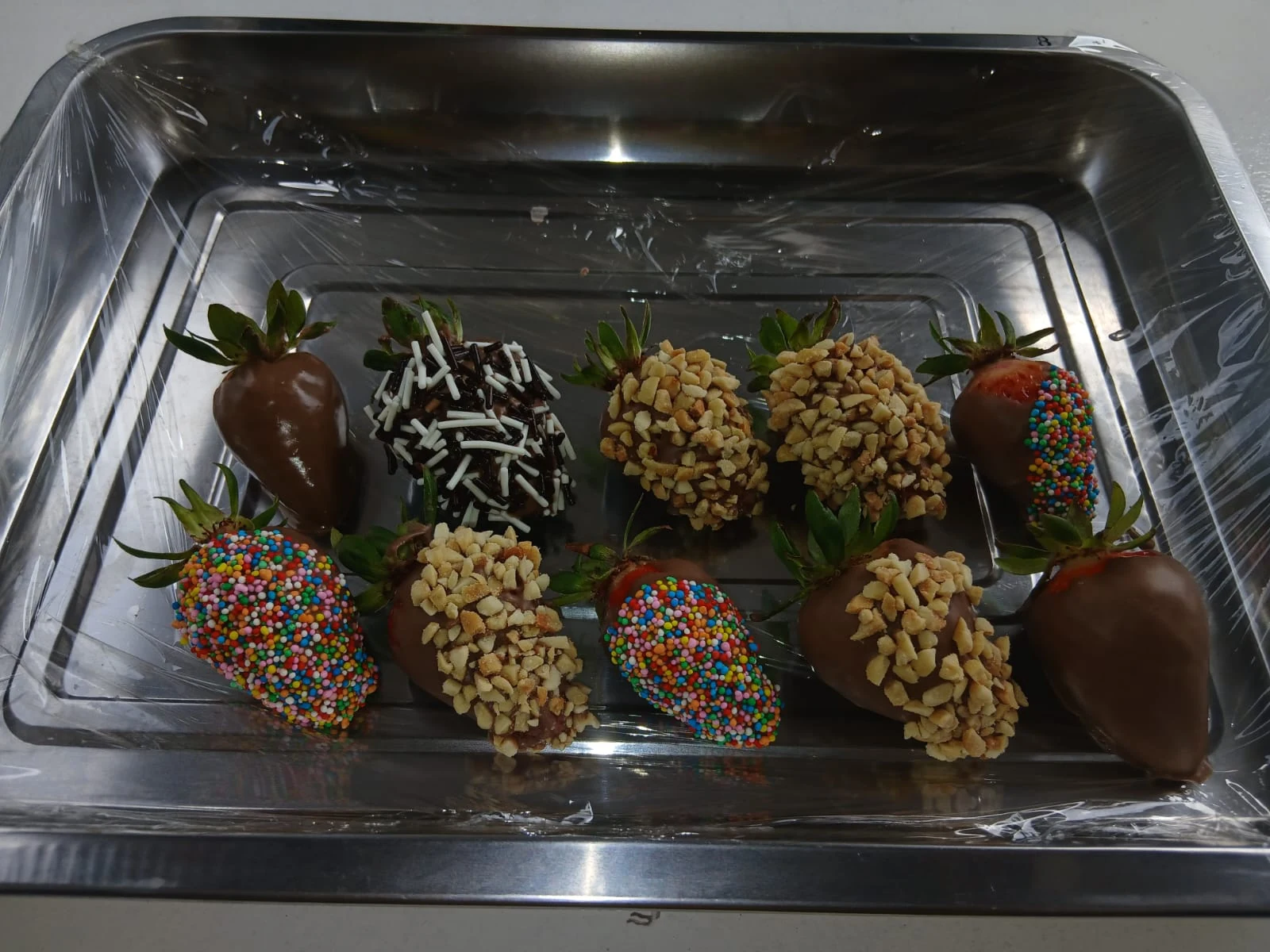 Fresas con chocolate y toppings