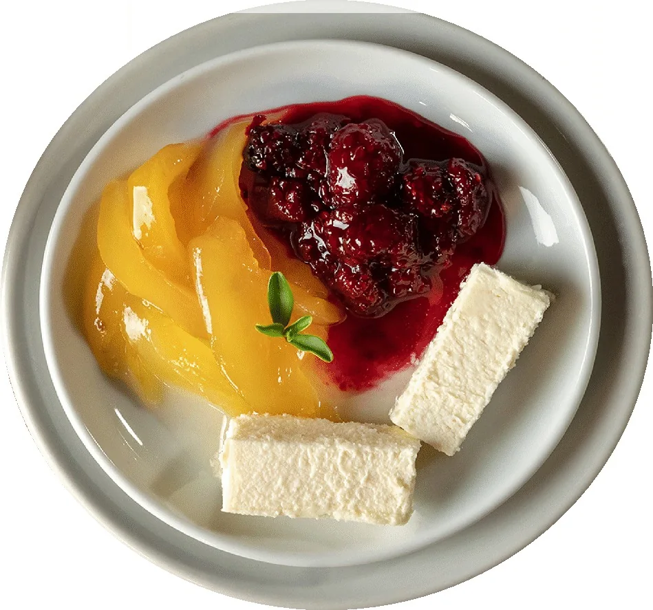 Postre con frutas y queso